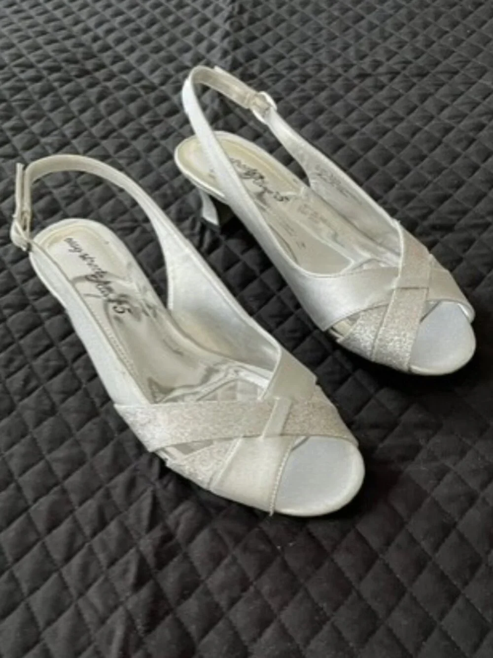Silver Sling Back Heels 8.5 Wide